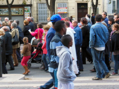 Onlookers at anti same-sex marriage demonstration Marseille