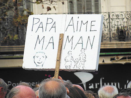 placard at anti same-sex marriage demonstration Marseille