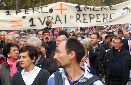 banner at same-sex marriage demonstration Marseille