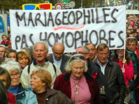 banner at anti same-sex marriage demonstration Marseille