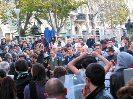 banners at anti same-sex marriage demonstration Marseille