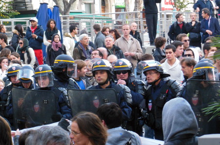 banners at anti same-sex marriage demonstration Marseille